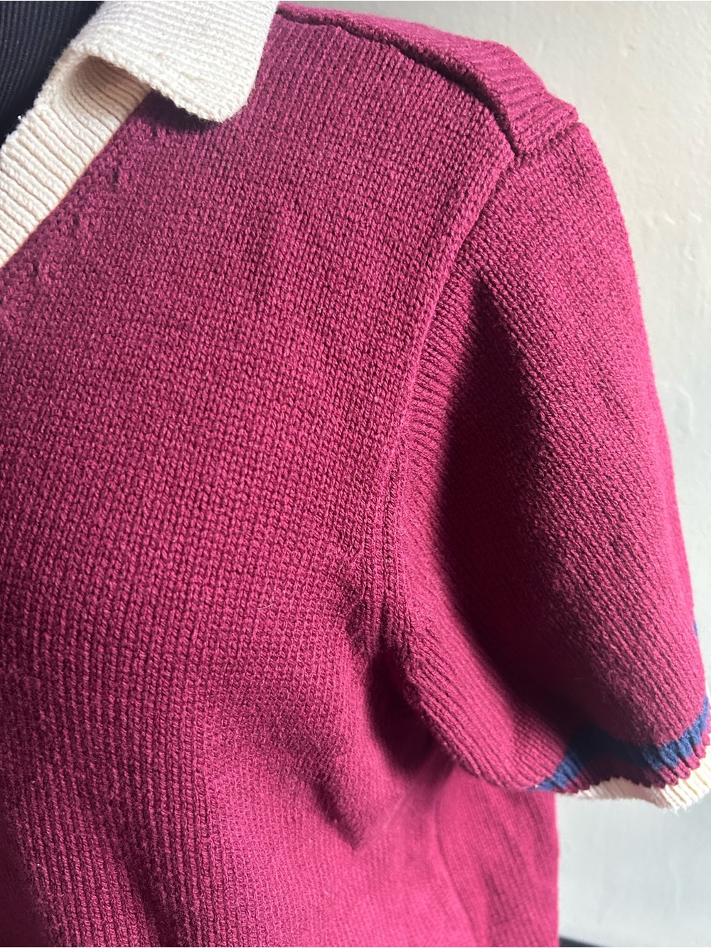 St. John's Bay Short Sleeve Knit Polo Sweater Red Burgundy Petite XXL - Picture 2 of 6